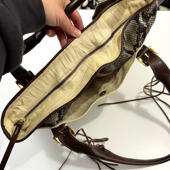 Marco Buggiani Made In Italy Cream Genuine Reptile /Snake Skin Gold Shoulder Bag - Picture 6 of 11